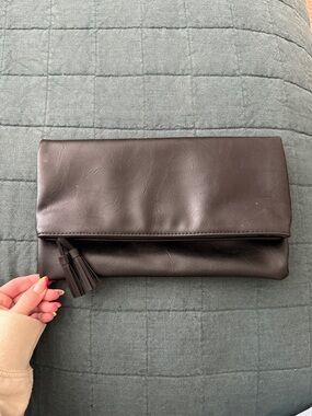 Monat deep purple  Fold-Over Tassel Clutch
